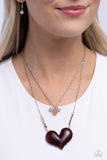 Paparazzi Accessories Heart-Racing Recognition - Brown Necklace