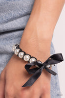 Paparazzi Accessories Ribbon Rarity - Black & Pearl Bracelet