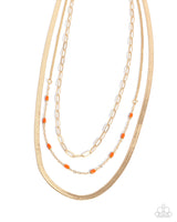 Paparazzi Accessories Mismatched Magic - Orange and Gold Necklace