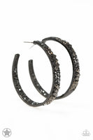 Paparazzi Accessories GLITZY By Association - Black Hoop Earring