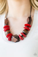 Paparazzi Accessories Pacific Paradise - Red Wooden Necklace Set