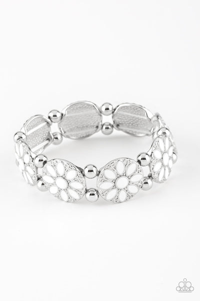 Paparazzi Accessories Dancing Dahlias - White Bracelet