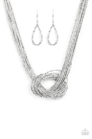 Paparazzi Accessories Knotted Knockout Silver Necklace