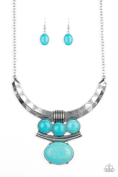 Paparazzi Accessories Commander In CHIEFETTE - Blue Necklace Set