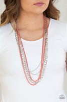 Paparazzi Accessories Industrial Vibrance Orange Necklace Set