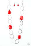 Paparazzi Accessories Modern Day Malibu Red Necklace Set