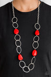 Paparazzi Accessories Modern Day Malibu Red Necklace Set