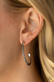 Paparazzi Accessories Rhinestone Revamp Black Hoop Earring