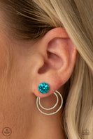 Paparazzi Accessories Word Gets Around Blue Double-Sided Post Earring