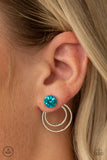 Paparazzi Accessories Word Gets Around Blue Double-Sided Post Earring