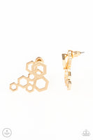 Paparazzi Accessories Six-Sided Shimmer Gold Earring