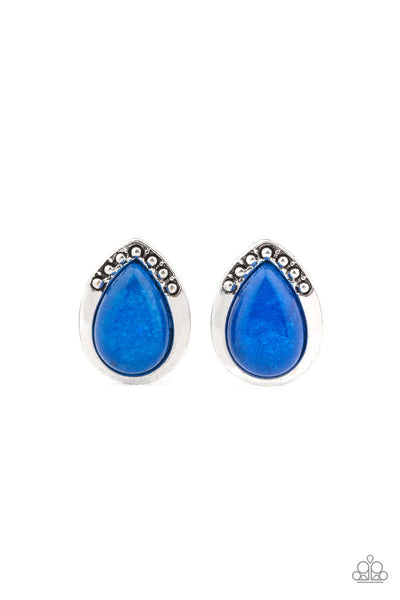 Paparazzi Accessories Stone Spectacular Blue Post Earring