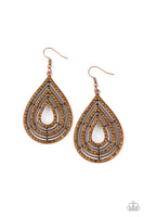 Paparazzi Accessories 5th Avenue Attraction Copper Rhinestone Earrings