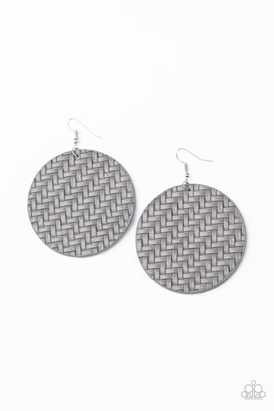 Paparazzi Accessories Plaited Plains Silver Earrings