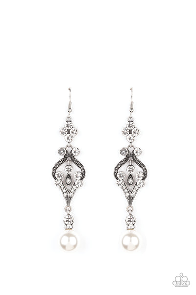 Paparazzi Accessories Elegantly Extravagant White Earrings