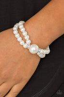 Paparazzi Accessories Romantic Redux - White Beads Rhinestones Bracelet