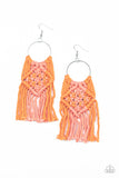 Paparazzi Accessories Macrame Rainbow Orange Earrings