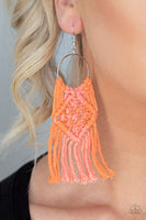 Paparazzi Accessories Macrame Rainbow Orange Earrings