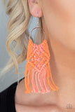 Paparazzi Accessories Macrame Rainbow Orange Earrings