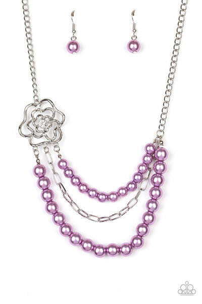 Paparazzi Accessories Fabulously Floral Purple Necklace Set