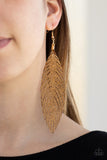 Paparazzi Accessories Feather Fantasy - Gold Earrings