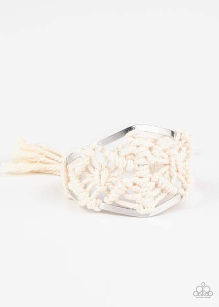 Paparazzi Accessories Macrame Mode - White Bracelet - Life of the Party