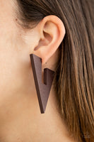 Paparazzi Accessories Boardroom Bravado - Brown Wooden Earring