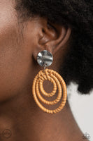 Paparazzi Accessories Whimsically Wicker - Brown Clip On Earring