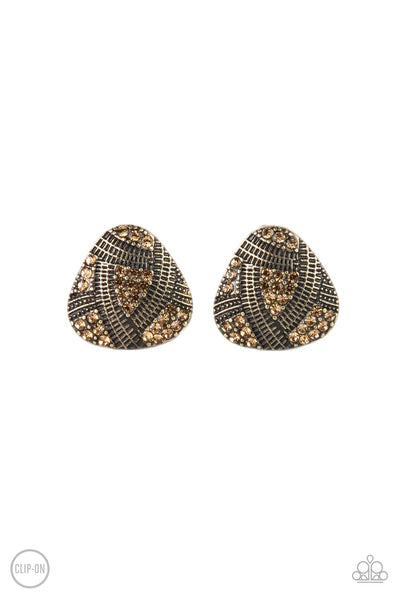 Paparazzi Accessories Gorgeously Galleria - Brass Clip-On Earring