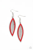 Paparazzi Accessories Leather Lagoon - Red Earring