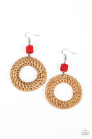 Paparazzi Accessories Wildly Wicker - Red Earring