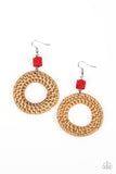 Paparazzi Accessories Wildly Wicker - Red Earring