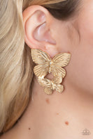 Paparazzi Accessories Blushing Butterflies - Gold Earring