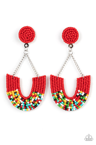 Paparazzi Accessories Make it RAINBOW - Red Earring