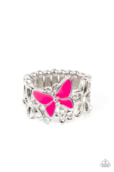 Paparazzi Accessories All FLUTTERED Up - Pink Ring