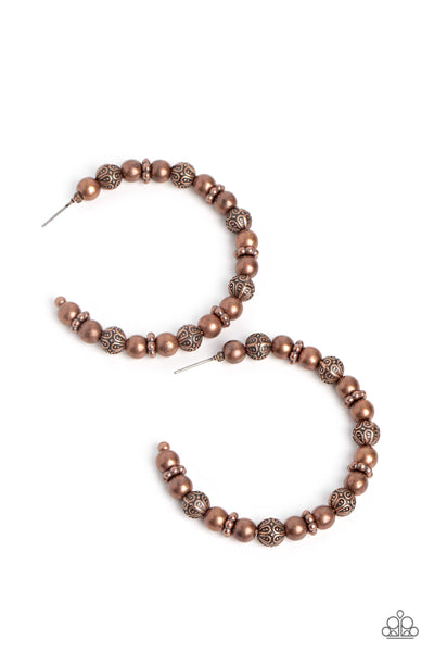 Paparazzi Accessories Rebuilt Ruins - Copper Hoop Earring