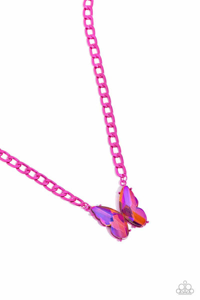 Paparazzi Accessories Fascinating Flyer - Pink Butterfly Necklace