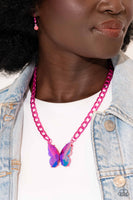 Paparazzi Accessories Fascinating Flyer - Pink Butterfly Necklace