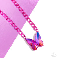 Paparazzi Accessories Fascinating Flyer - Pink Butterfly Necklace