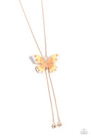 Paparazzi Accessories Suspended Shades - Rose Gold Butterfly Necklace