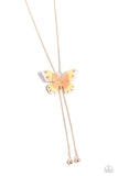 Paparazzi Accessories Suspended Shades - Rose Gold Butterfly Necklace