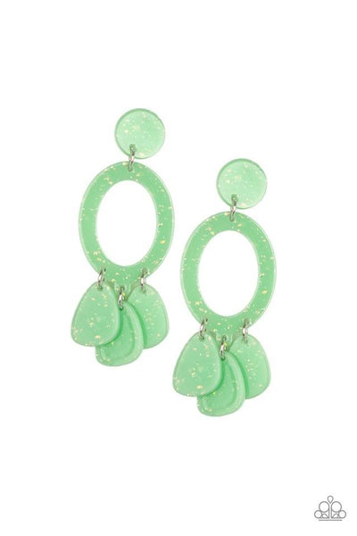 Paparazzi Accessories Sparkling Shores Green Acrylic Earring