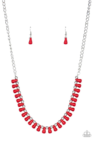 Paparazzi Accessories Extinct Species - Red Necklace Set