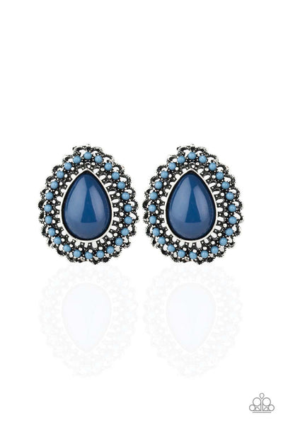 Paparazzi Accessories Beaded Blast Blue Post Earring