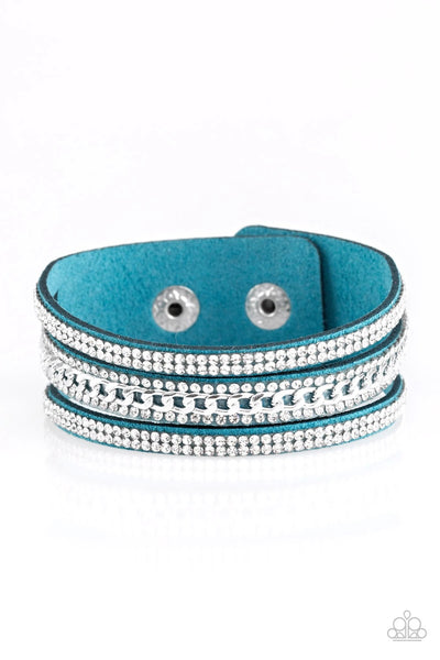 Paparazzi Accessories Rollin’ In Rhinestones Blue Urban Bracelet