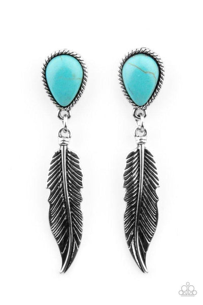 Paparazzi Accessories Totally Tran-QUILL Blue Post Earring