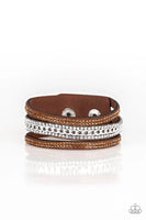 Paparazzi Accessories Rollin’ In Rhinestones Brown Urban Bracelet